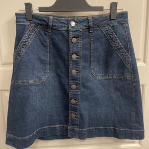 Denim Button-Up Skirt - Size 8P